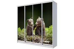 Шкаф-купе 4-х дверный с фотопечатью Медвежата